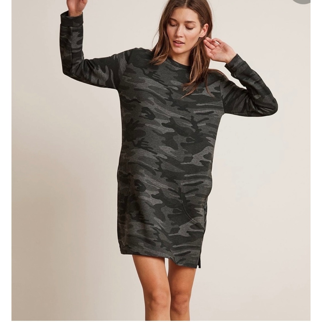 Velvet By Graham & Spencer Camo Print Long Sleeve Fleece Dress Women's Small